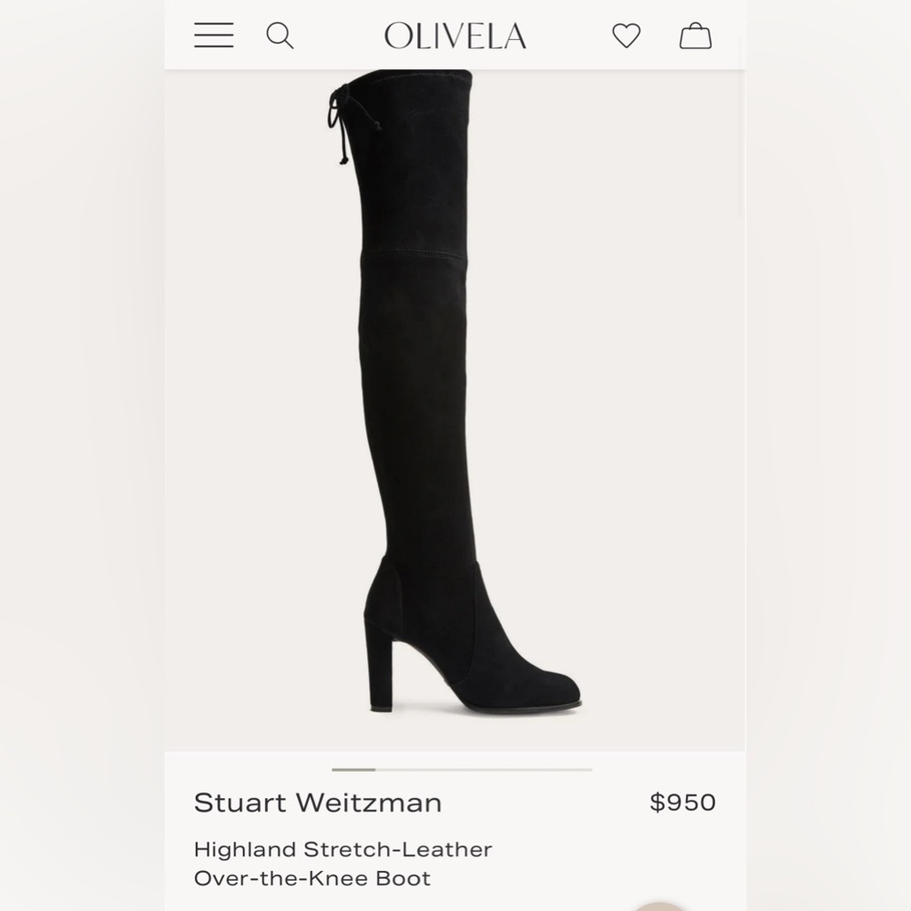 NWOT STUART WEITZMAN Black Stretch Suede Highland Over The Knee Heeled Boot 40 - Picture 2 of 15